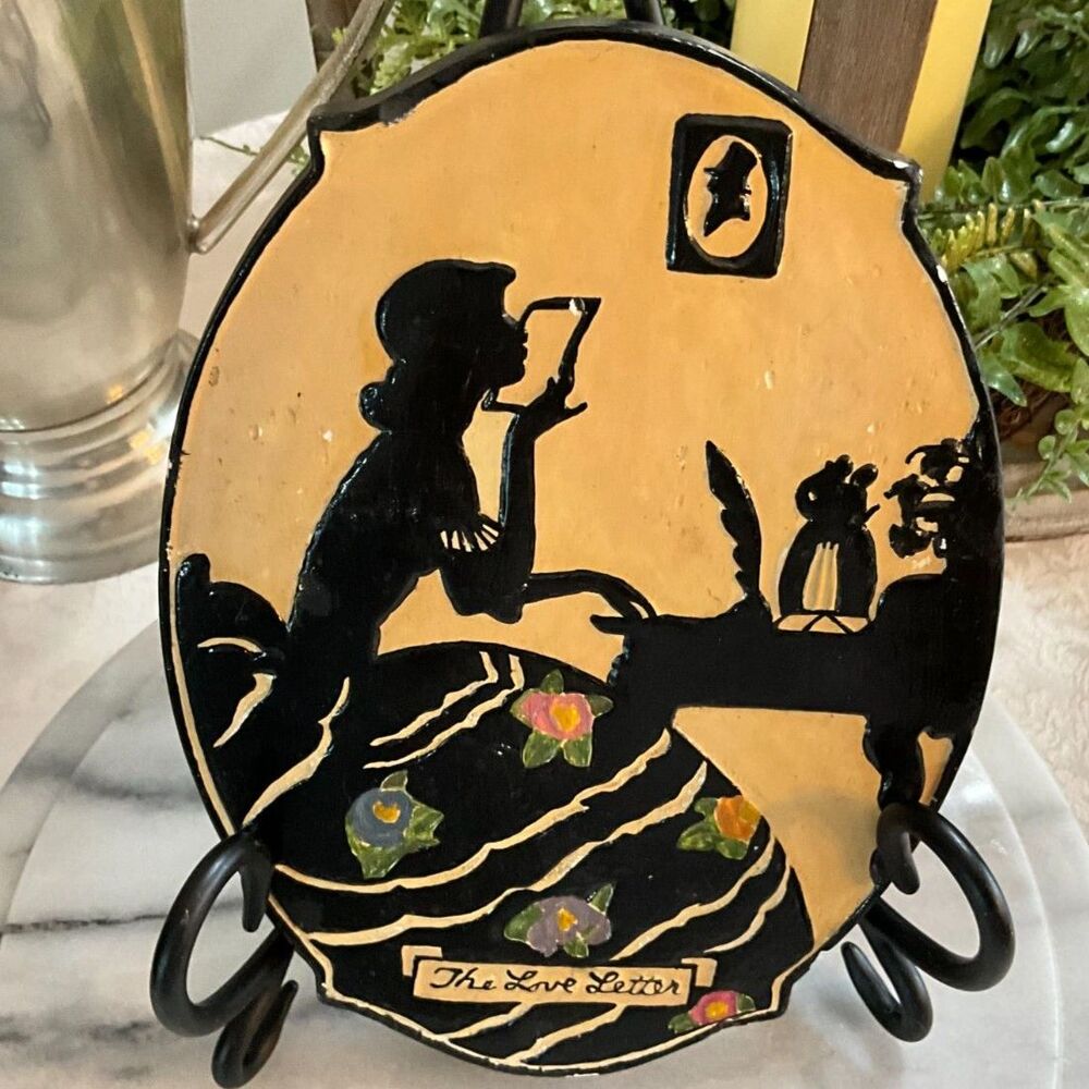 Vintage chalkware silhouette of a woman wall hanging The Love Letter Grandmacore
